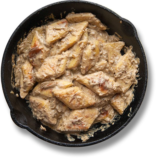Капытка с грибным соусом